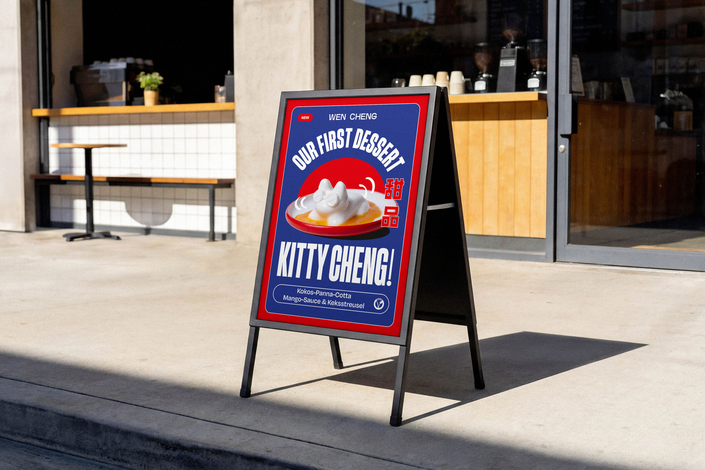 Kitty Cheng A-board on the street
