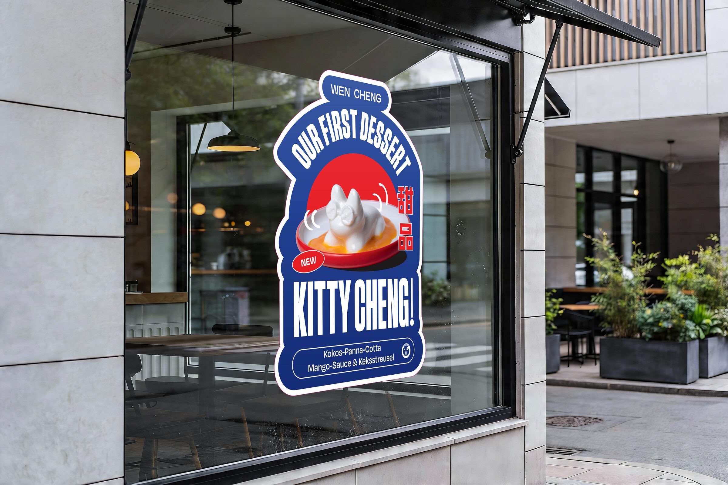 Kitty Cheng window graphic in shop